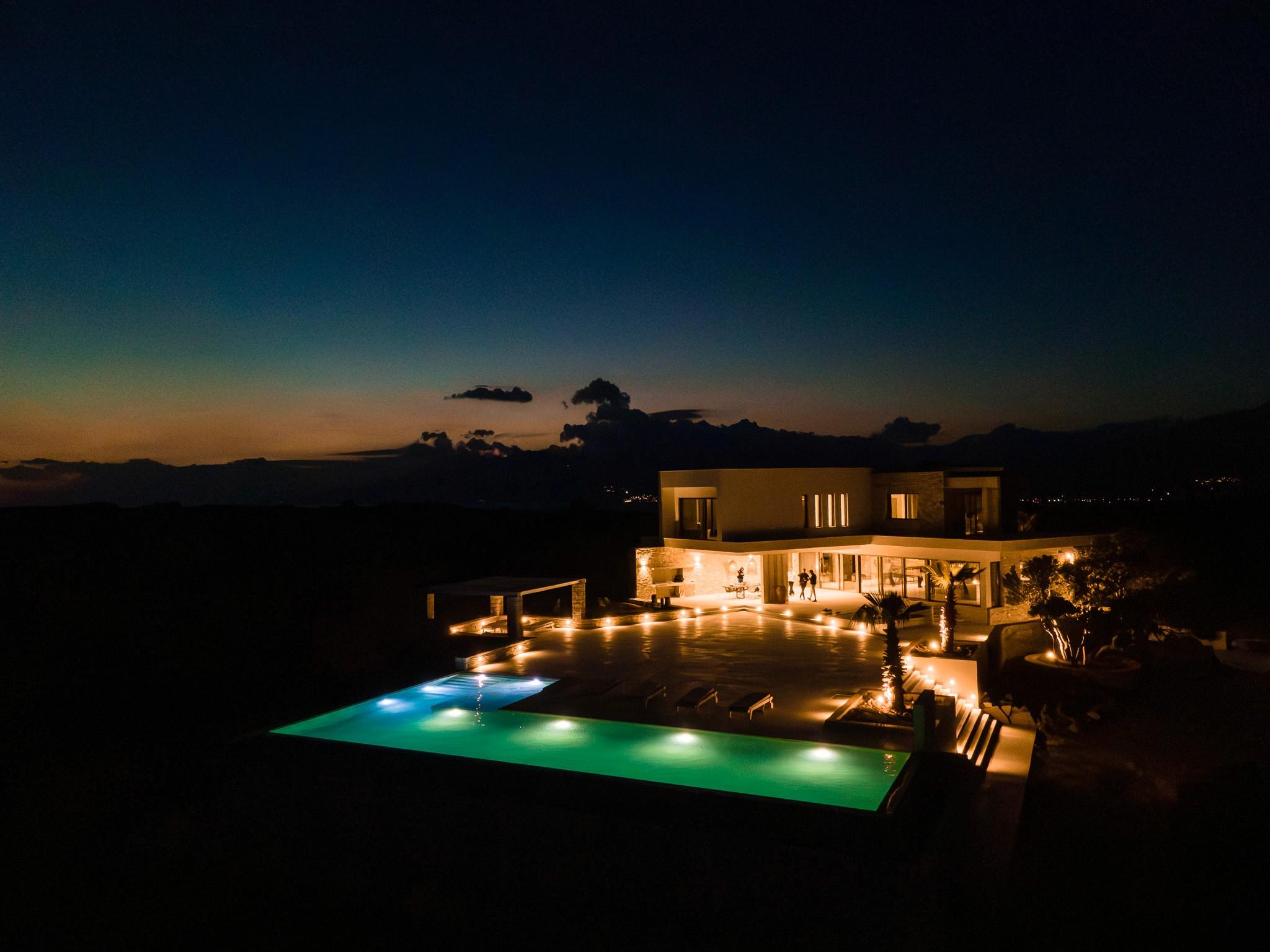 Luxury Cannes villa at night — African Diamond Showcase